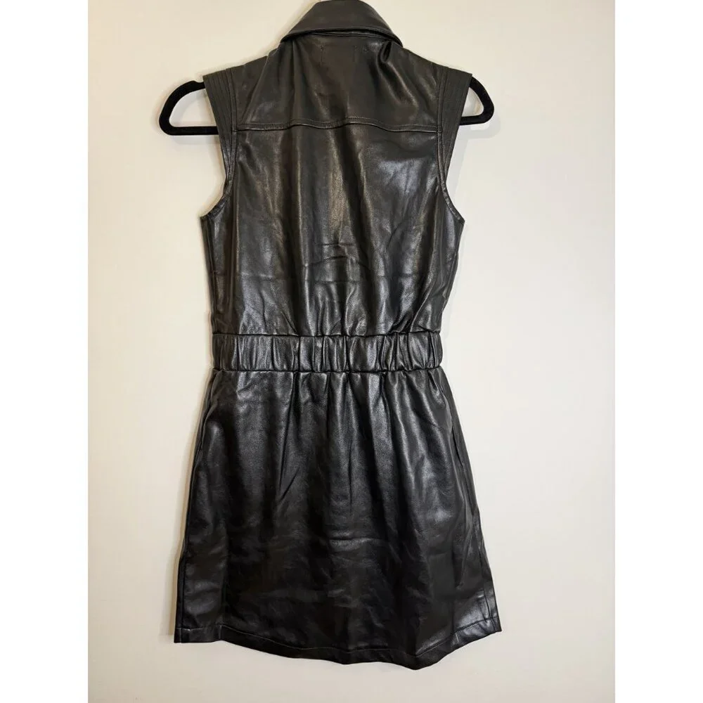 NWT Elan Farrah Faux Leather Mini Dress Black Size XS $110 [jb]